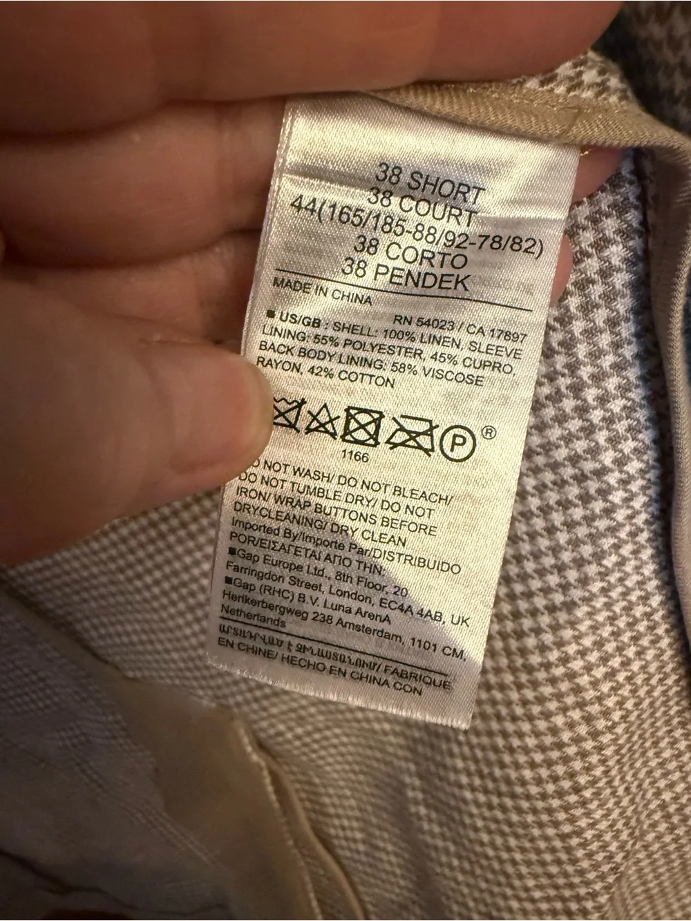 Banana Republic 100% Linen Houndstooth Blazer Sport Coat Jacket 38 S
